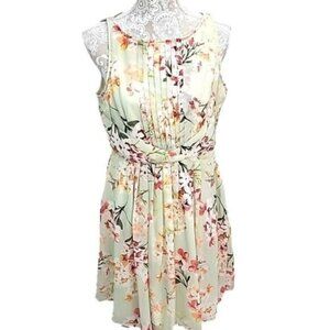 Dressbarn Dress Sleeveless Fit & Flare Green Floral Runs Small Women's 12